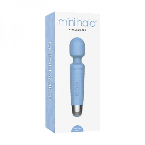 Mini Halo Wireless Wand 20x Silicone Powder Blue Shibari Vibrators