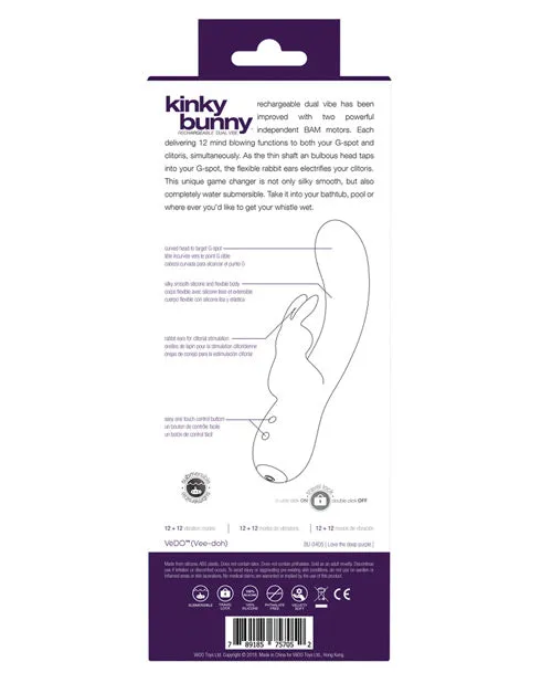 Savvy Co Vibrators Vedo Kinky Bunny Plus Rechargeable Dual Vibe