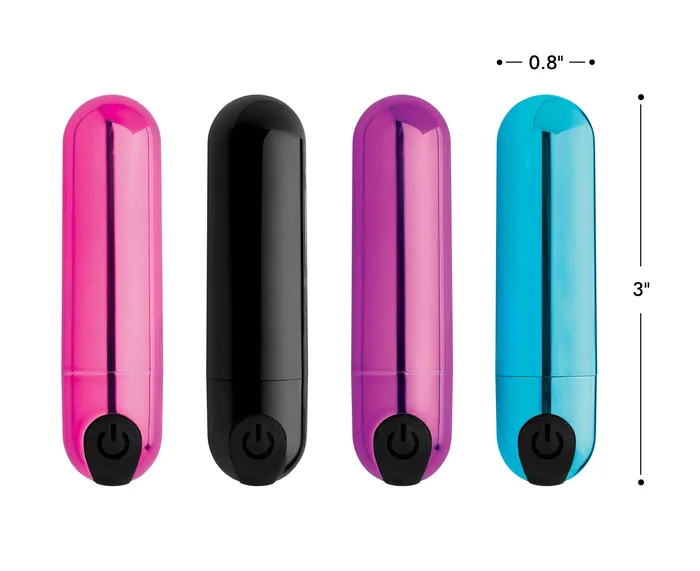 10x Rechargeable Vibrating Metallic Bullet XR Brands Female Sex Toys