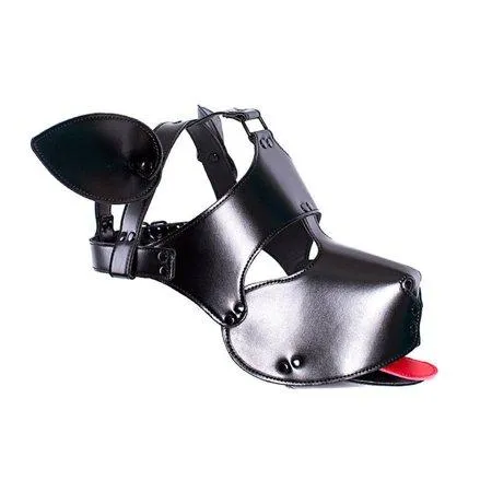 Restraints Sultry Black Leather Dog Mask Helmet CHASTITY CAGE CO