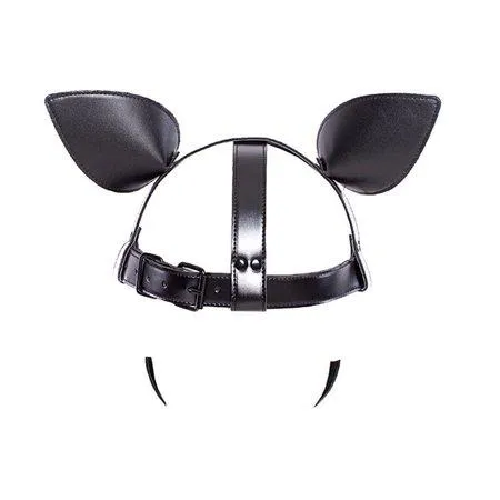 Restraints Sultry Black Leather Dog Mask Helmet CHASTITY CAGE CO