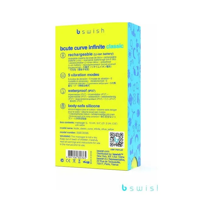 Bswish Vibrators Bcute Curve Infinite Classic Citrus Yellow Yellow