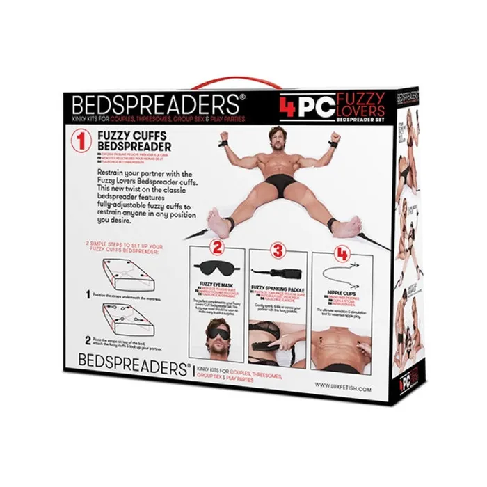 Couples Electric EEL Inc Fuzzy Lovers Bedspreaders Restraint 4pc Set Bondage